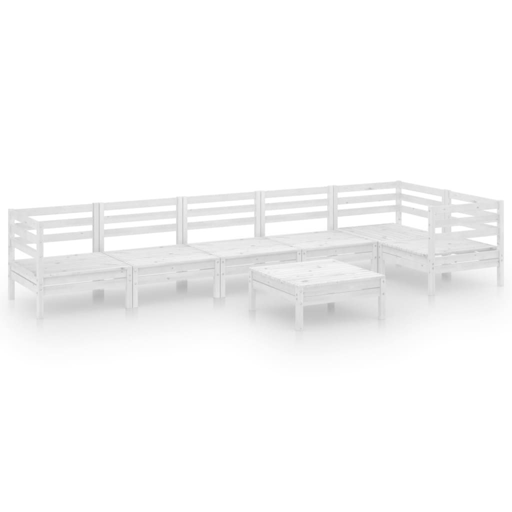 Set Salotto da Giardino 7 pz in Legno Massello di Pino Bianco