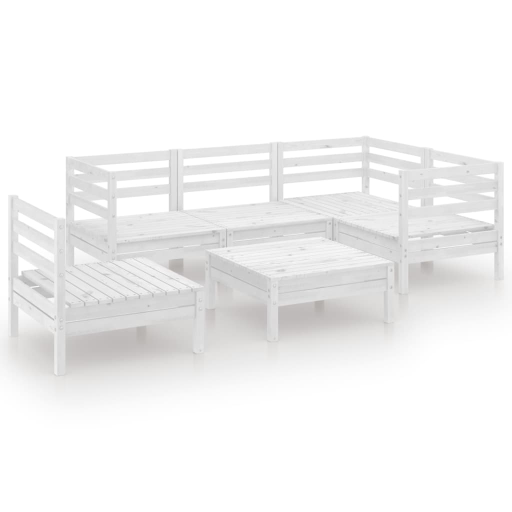 Set Salotto da Giardino 6 pz in Legno Massello di Pino Bianco