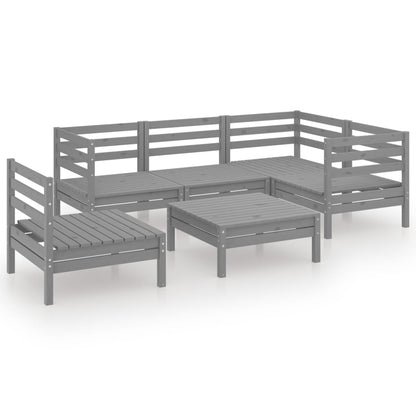Set Salotto da Giardino 6 pz in Legno Massello di Pino Grigio