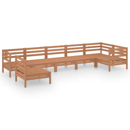 Set Salotto da Giardino 7 pz in Legno Massello di Pino Ambra