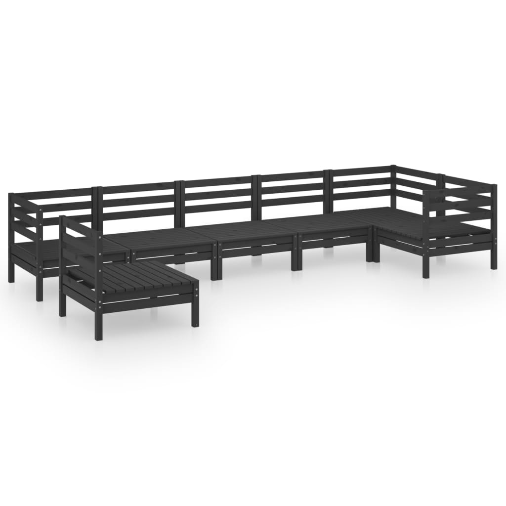Set Salotto da Giardino 7 pz in Legno Massello di Pino Nero