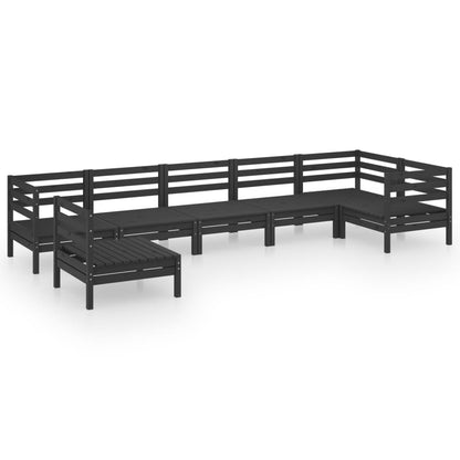 Set Salotto da Giardino 7 pz in Legno Massello di Pino Nero