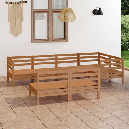 Set Salotto da Giardino 7 pz in Legno Massello di Pino Ambra