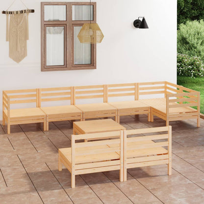Set Salotto da Giardino 9 pz in Legno Massello di Pino