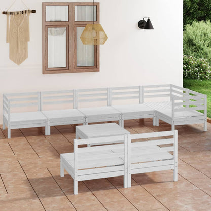 Set Salotto da Giardino 9 pz in Legno Massello di Pino Bianco