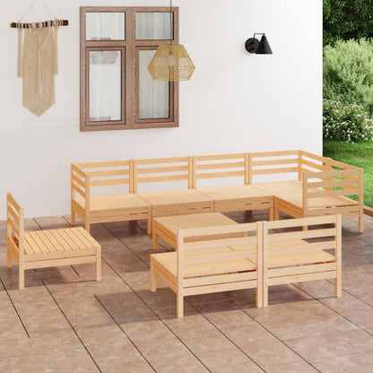 Set Salotto da Giardino 9 pz in Legno Massello di Pino
