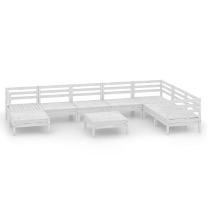 Set Salotto da Giardino 9 pz in Legno Massello di Pino Bianco