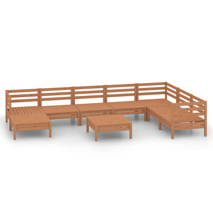 Set Salotto da Giardino 9 pz in Legno Massello di Pino Ambra