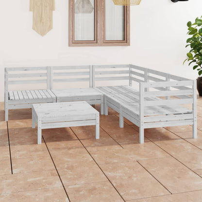 Set Salotto da Giardino 6 pz in Legno Massello di Pino Bianco