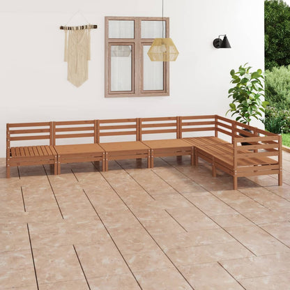 Set Salotto da Giardino 7 pz in Legno Massello di Pino Ambra
