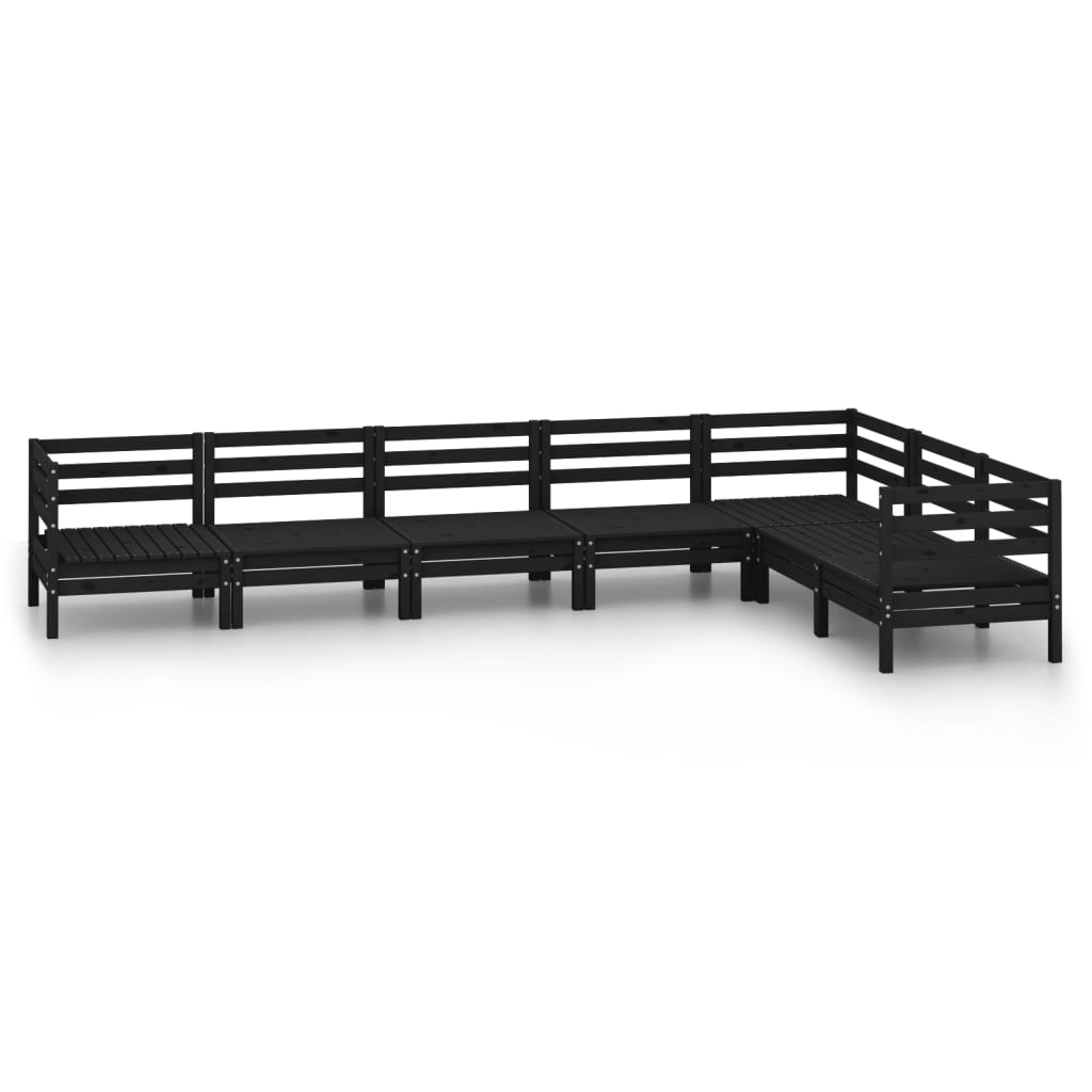 Set Salotto da Giardino 7 pz in Legno Massello di Pino Nero