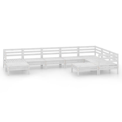 Set Salotto da Giardino 9 pz in Legno Massello di Pino Bianco