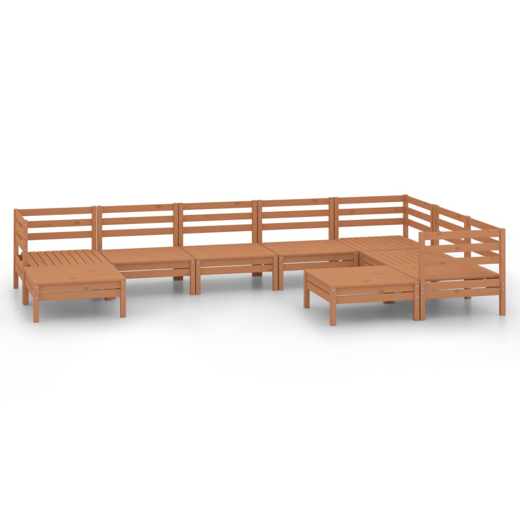 Set Salotto da Giardino 9 pz in Legno Massello di Pino Ambra
