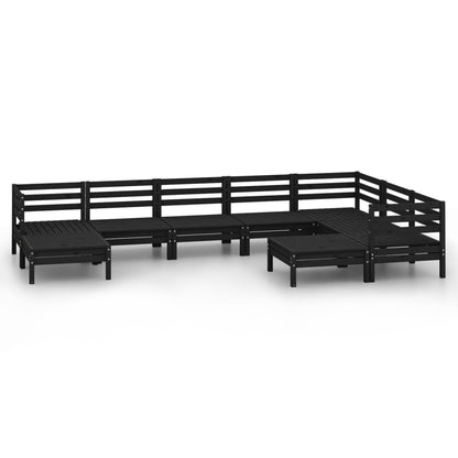 Set Salotto da Giardino 9 pz in Legno Massello di Pino Nero