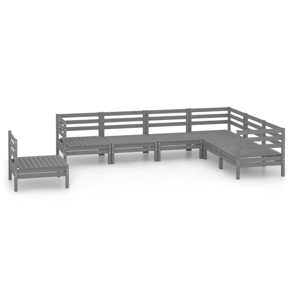 Set Salotto da Giardino 7 pz in Legno Massello di Pino Grigio