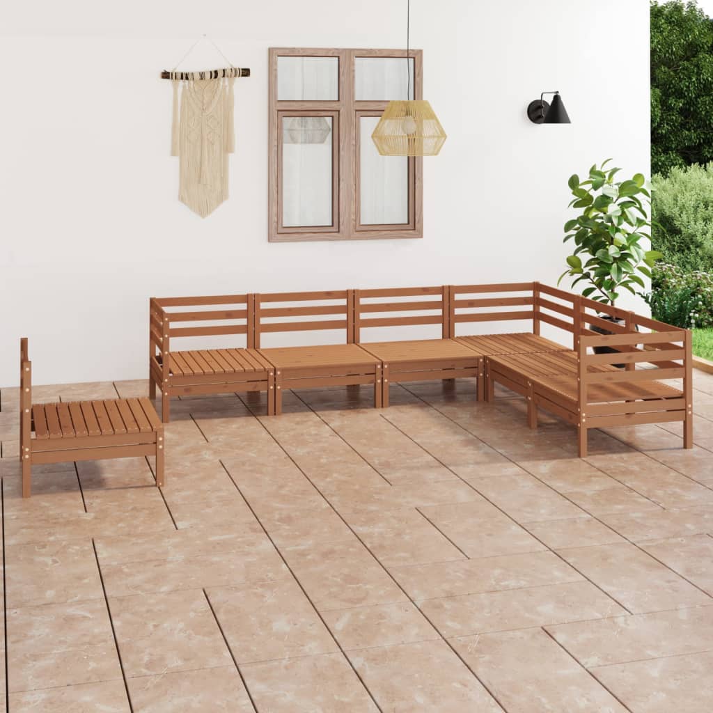 Set Salotto da Giardino 7 pz in Legno Massello di Pino Ambra