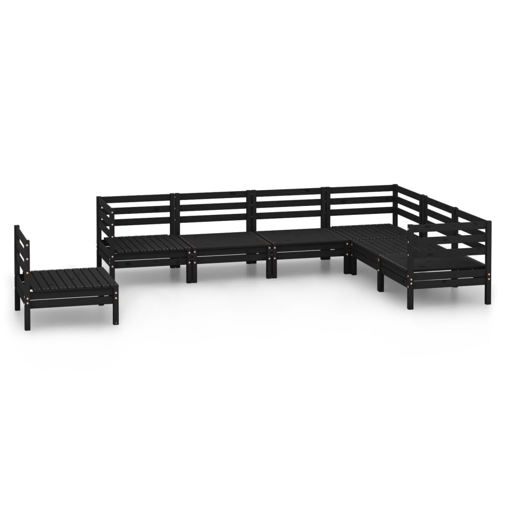 Set Salotto da Giardino 7 pz in Legno Massello di Pino Nero