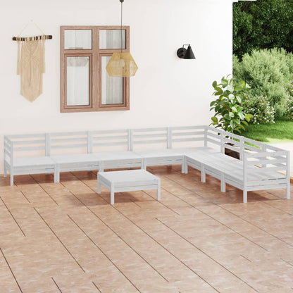 Set Salotto da Giardino 9 pz in Legno Massello di Pino Bianco