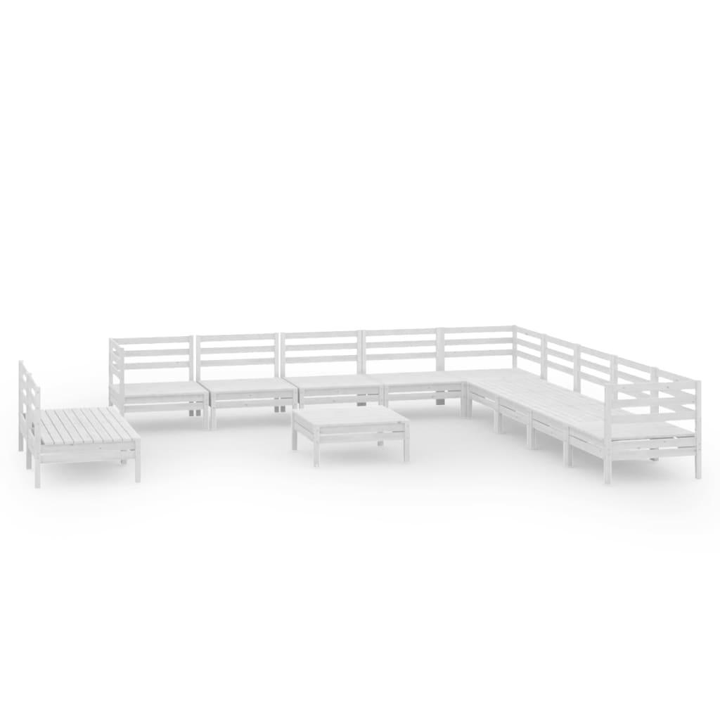 Set Salotto da Giardino 12 pz in Legno Massello di Pino Bianco