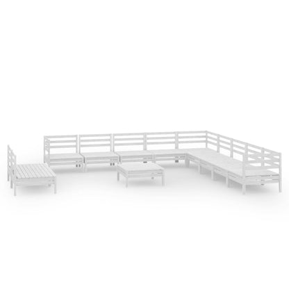 Set Salotto da Giardino 12 pz in Legno Massello di Pino Bianco