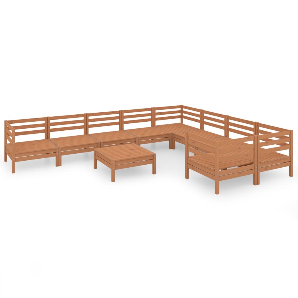 Set Salotto da Giardino 10 pz ambra in Legno Massello di Pino