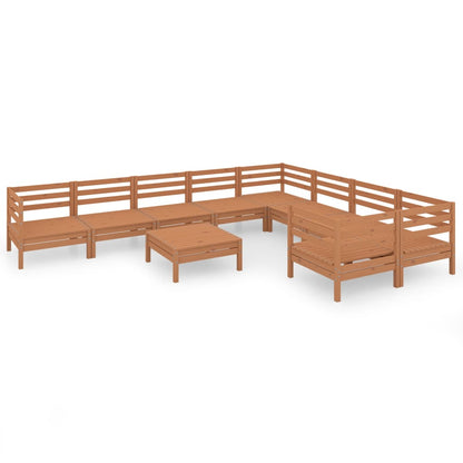 Set Salotto da Giardino 10 pz ambra in Legno Massello di Pino