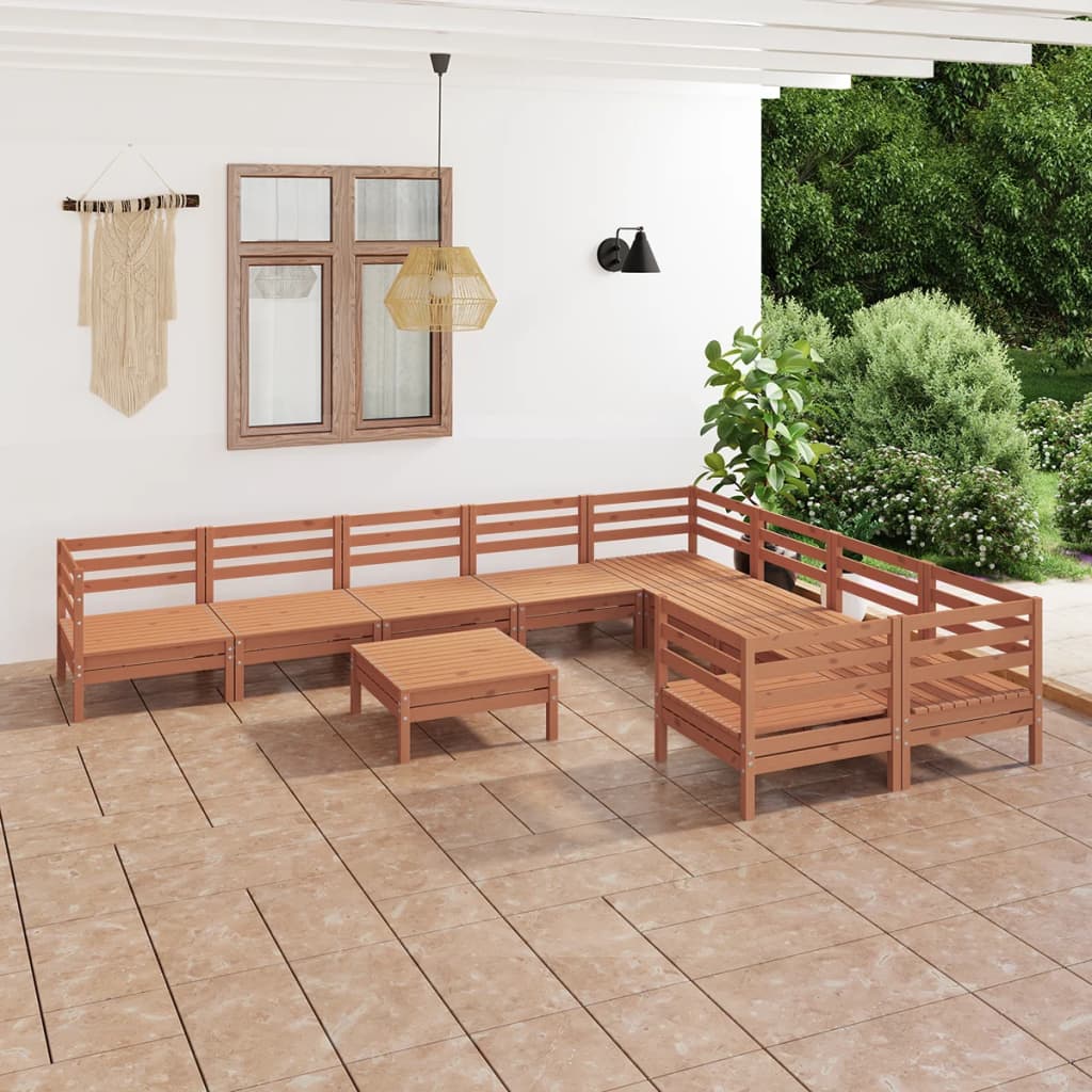 Set Salotto da Giardino 10 pz ambra in Legno Massello di Pino