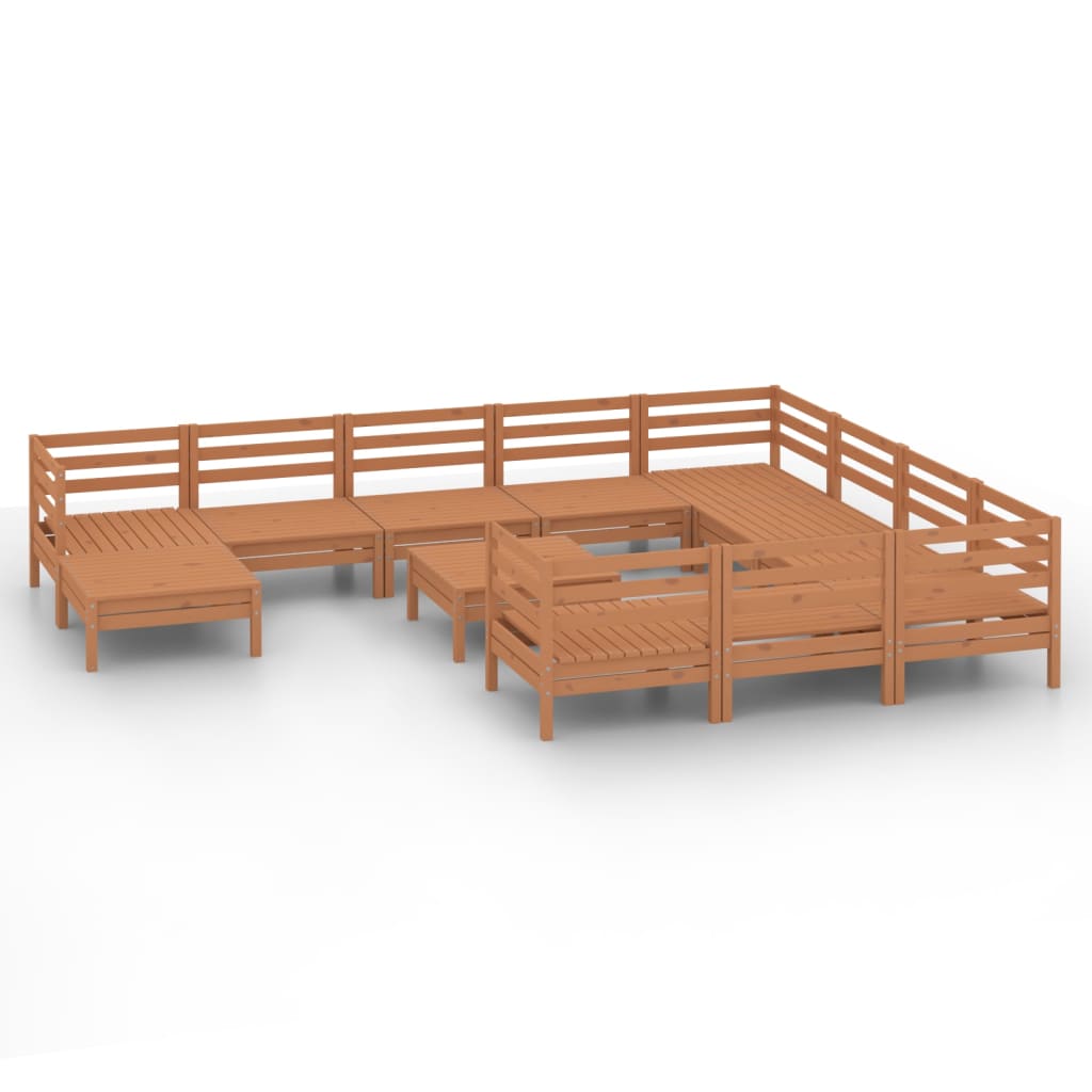 Set Salotto da Giardino 12 pz ambra in Legno Massello di Pino