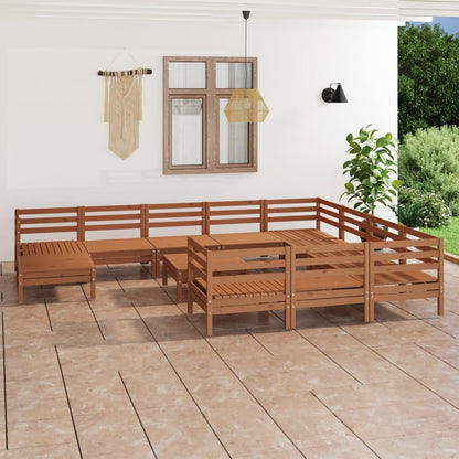 Set Salotto da Giardino 12 pz ambra in Legno Massello di Pino