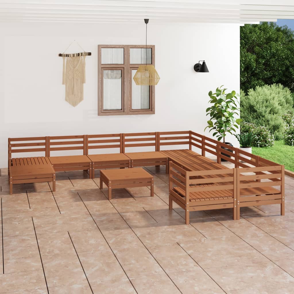 Set Salotto da Giardino 12 pz ambra in Legno Massello di Pino