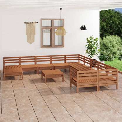 Set Salotto da Giardino 12 pz ambra in Legno Massello di Pino