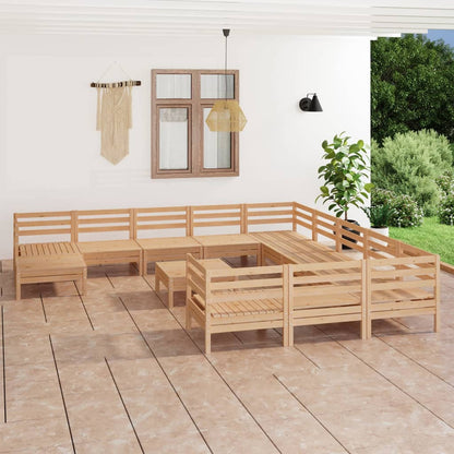 Set Salotto da Giardino 13 pz in Legno Massello di Pino