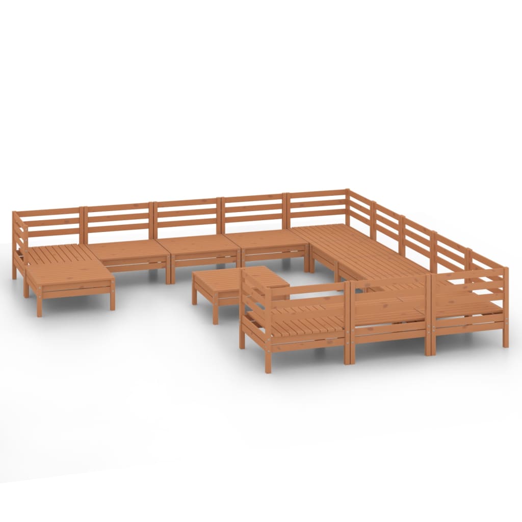 Set Salotto da Giardino 13 pz ambra in Legno Massello di Pino