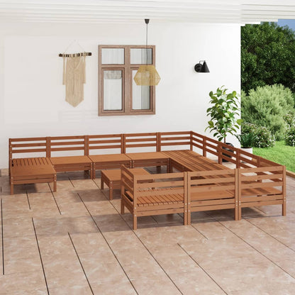 Set Salotto da Giardino 13 pz ambra in Legno Massello di Pino