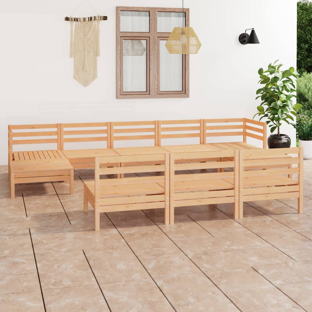 Set Salotto da Giardino 10 pz in Legno Massello di Pino
