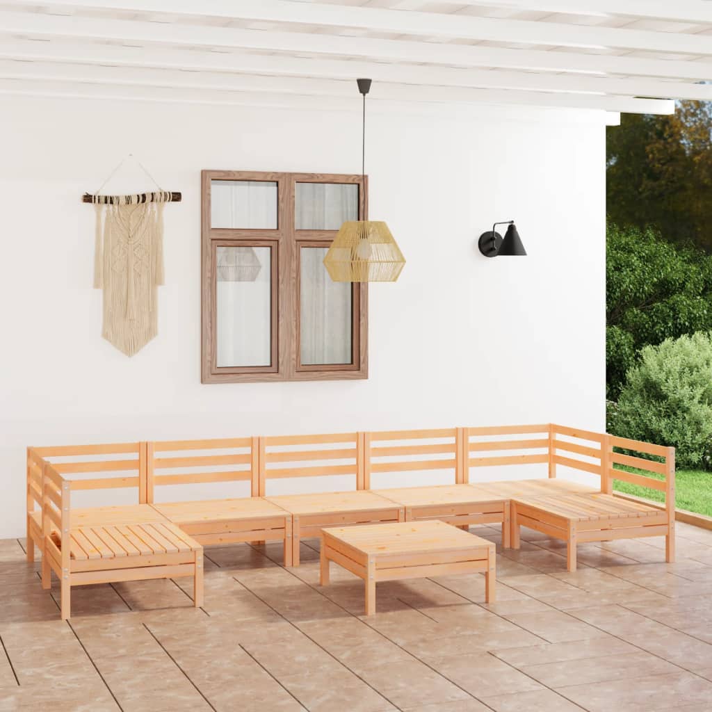 Set Salotto da Giardino 8 pz in Legno Massello di Pino