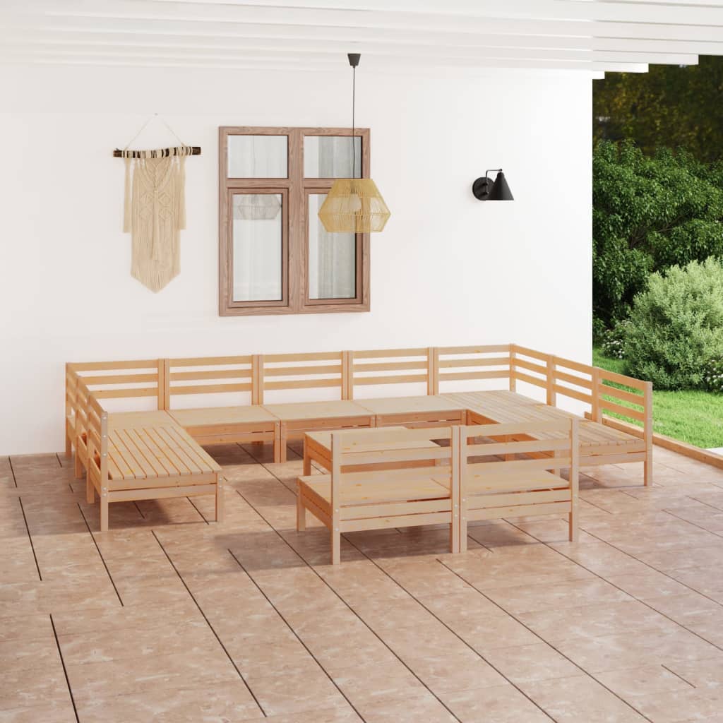 Set Salotto da Giardino 12 pz in Legno Massello di Pino