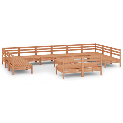 Set Salotto da Giardino 13 pz in Legno Massello di Pino ambra