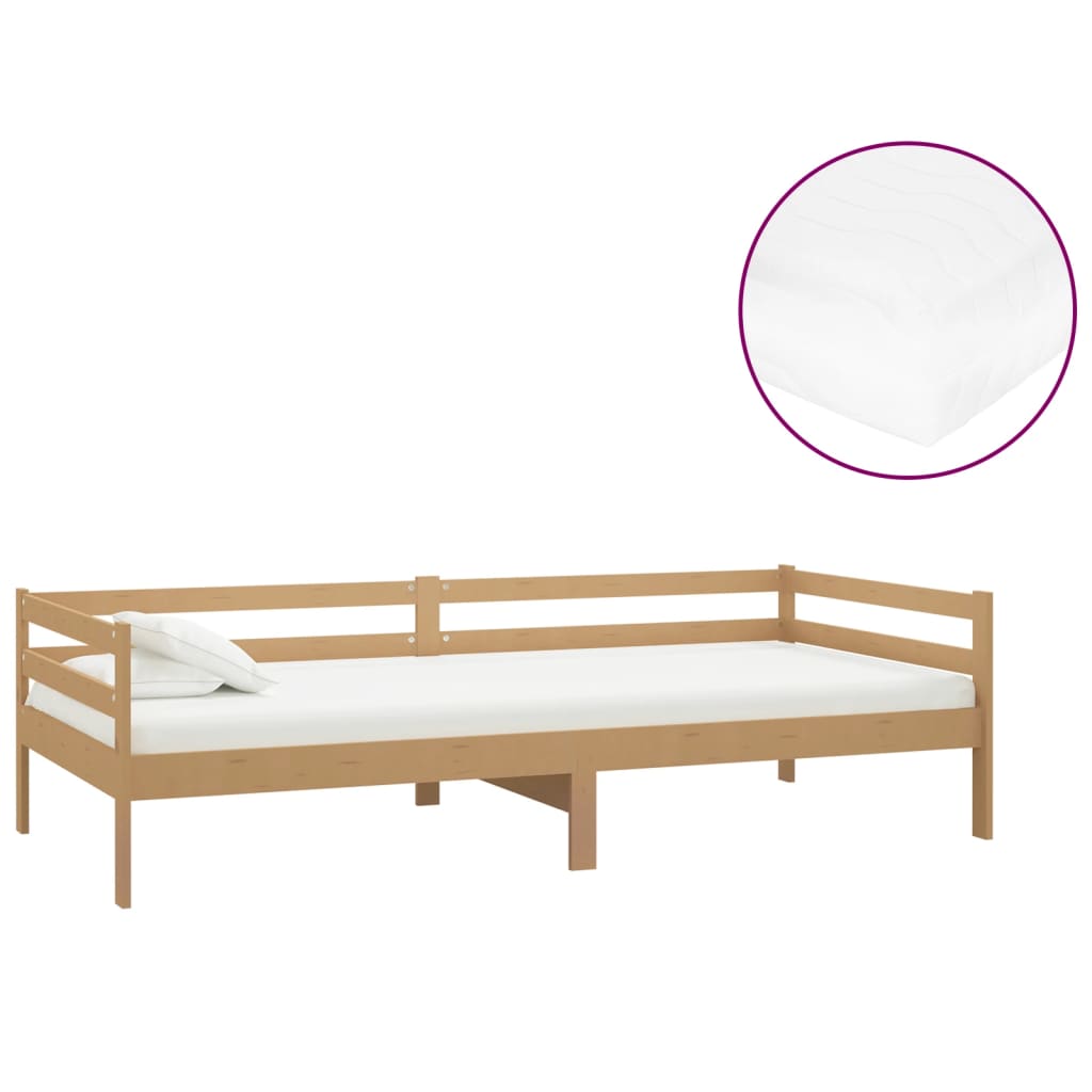 Divano Letto con Materasso 90x200 cm ambra in Legno di Pino