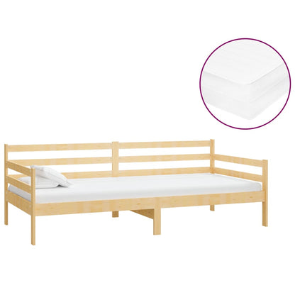 Divano Letto con Materasso 90x200 cm Legno Massello di Pino