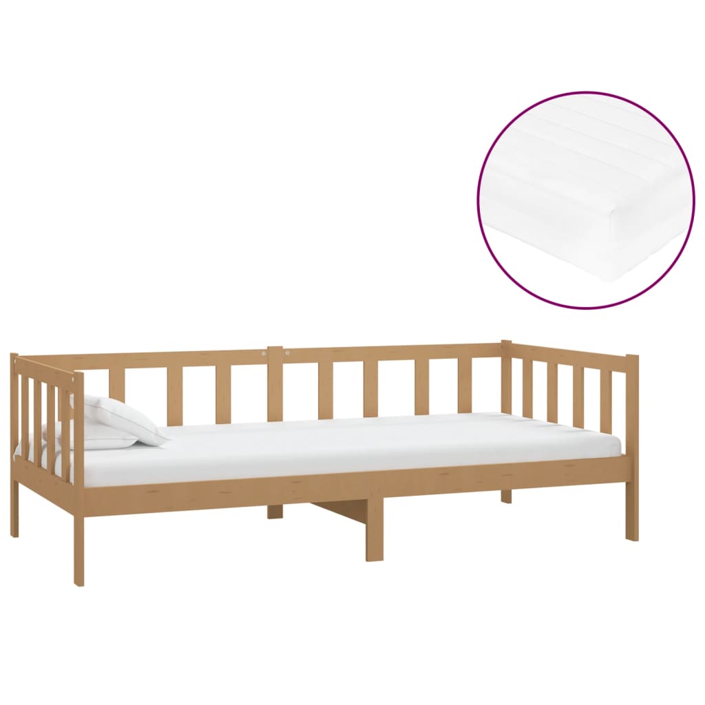 Divano Letto con Materasso 90x200 cm ambra in Legno di Pino