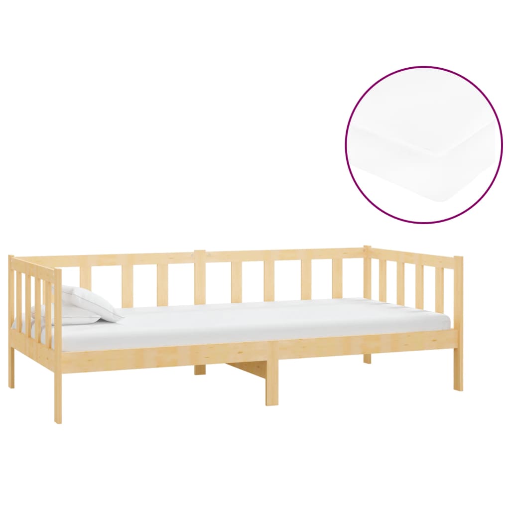 Divano Letto con Materasso 90x200 cm Legno Massello di Pino