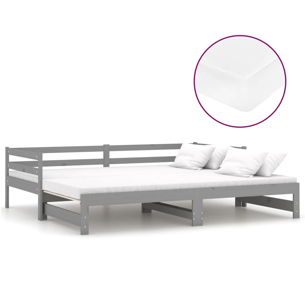 Dormeuse Estraibile 2x(90x200) cm Grigia in Legno di Pino