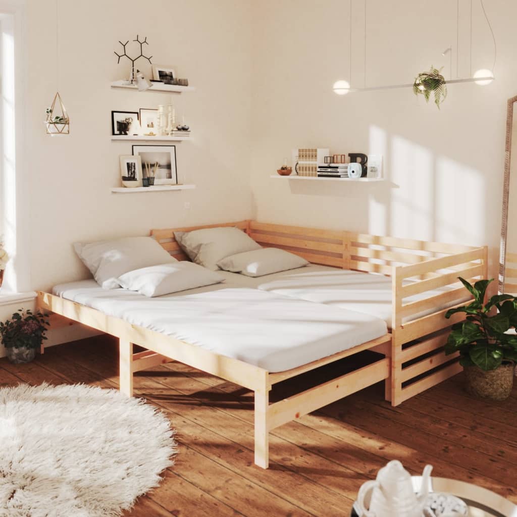 Dormeuse Estraibile 2x(90x200) cm in Legno Massello di Pino