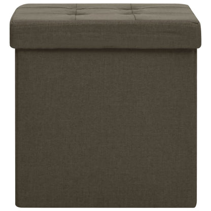 Pouf con Contenitore Pieghevoli 2pz Marrone Scuro in Simil Lino