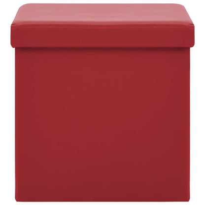 Sgabello con Contenitore Pieghevole Rosso Vino in PVC
