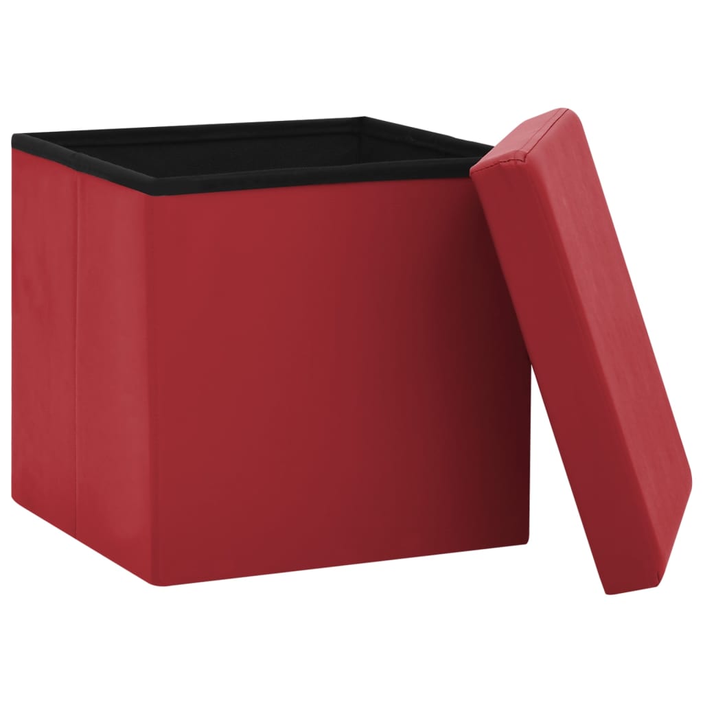 Sgabello con Contenitore Pieghevole Rosso Vino in PVC