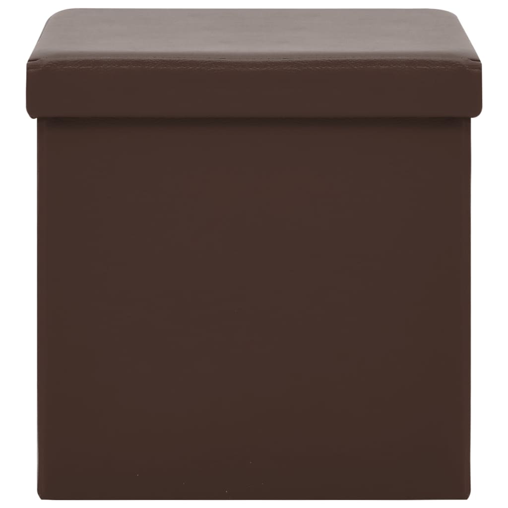 Sgabelli con Contenitore Pieghevoli 2 pz Marroni in PVC