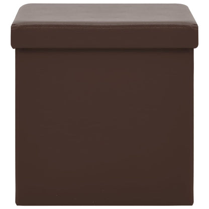 Sgabelli con Contenitore Pieghevoli 2 pz Marroni in PVC
