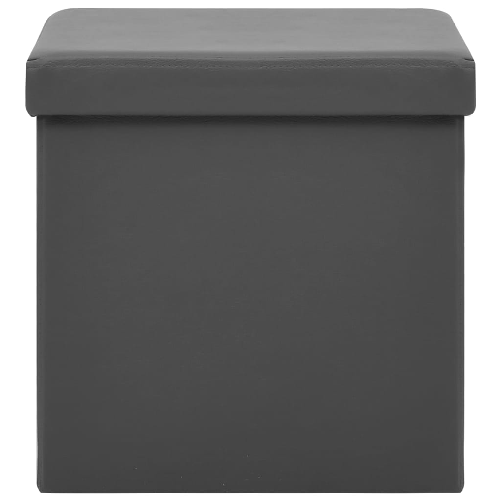Sgabelli con Contenitore Pieghevoli 2 pz Grigi in PVC